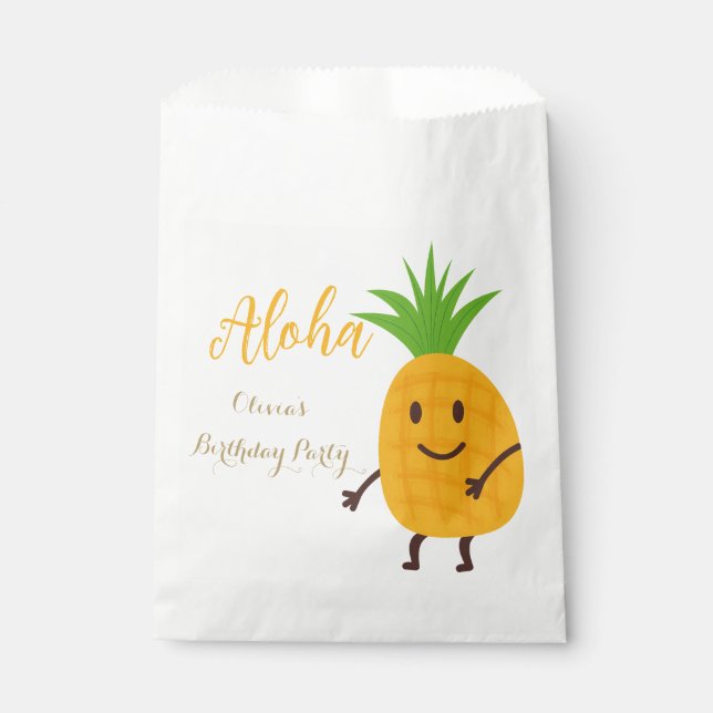 Summer Pineapple Tropical Aloha Birthday Party Favour Bag (Front)