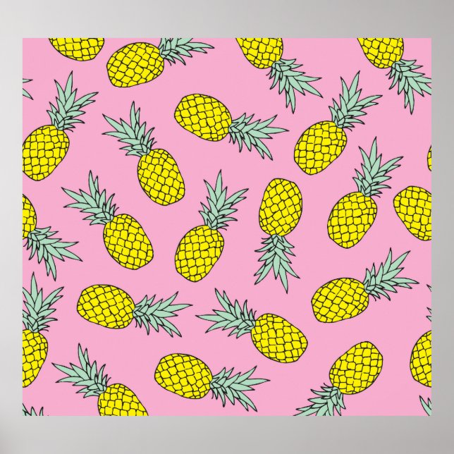 Summer Pineapple: Vintage Fruit Toss Poster (Front)