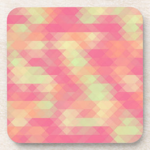 Summer Pink And Green Triangle Mosaic Coaster
