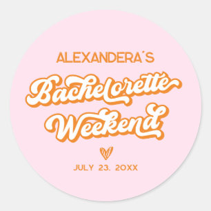 Summer Pink and Orange Bachelorette Party Favour Classic Round Sticker