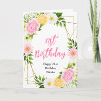 Summer Pink and Yellow Flowers Birthday