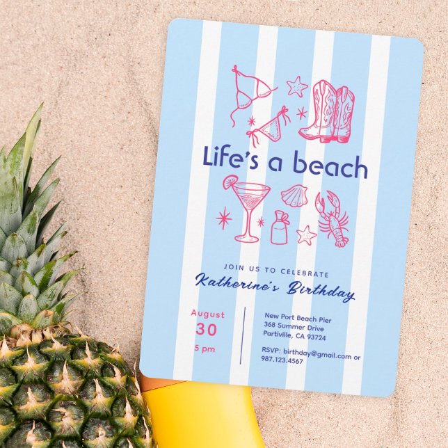 Summer Pink Beach Favourites Birthday Party  Invitation (Creator Uploaded)