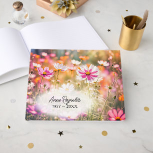 Summer Pink Cosmos for Memorial Service Guest Book