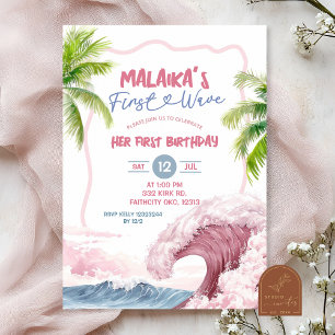 Summer Pink First Birthday Invitation