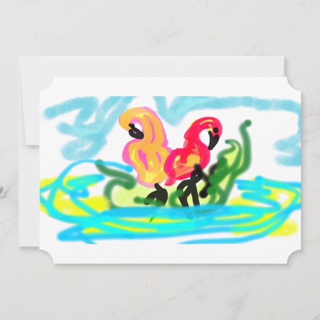 Summer  pink flamingos lovely  invitation (Front)