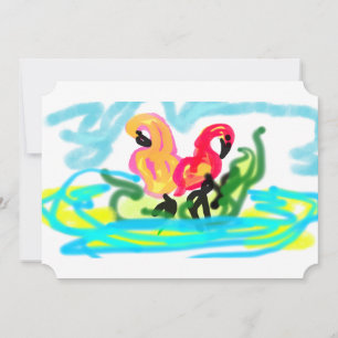 Summer pink flamingos lovely invitation