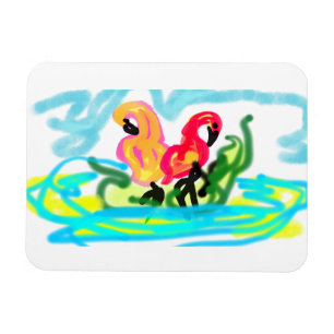 Summer pink flamingos lovely magnet