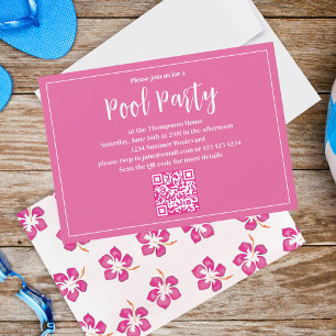 Summer Pink Floral Party Custom Invitation