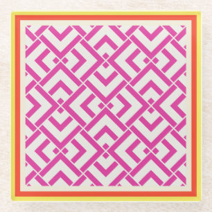 Summer pink geometric outdoor classic  glass coaster