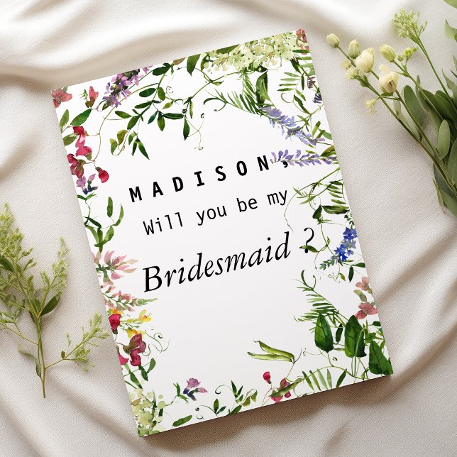 Summer pink green lavender mint floral Bridesmaid Invitation (Summer pink green lavender mint floral Bridesmaid)