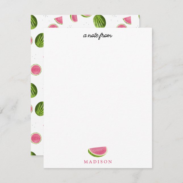 Summer Pink & Green Watermelon Pattern Card (Front/Back)