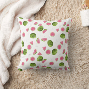 Summer Pink & Green Watermelon Pattern Cushion