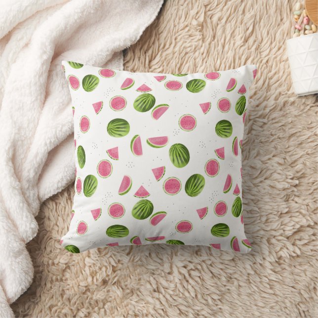 Summer Pink & Green Watermelon Pattern Cushion (Blanket)
