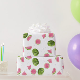 Summer Pink & Green Watermelon Pattern Wrapping Paper