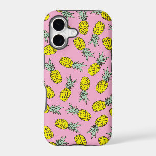 Summer pink pineapple fruit illustration pattern