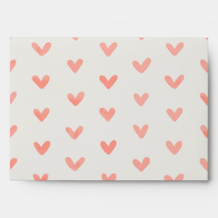 Summer Pink Rose Love Hearts Pattern Offwhite Envelope