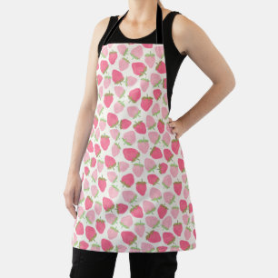 Summer Pink Strawberry Cute and Fruity Apron