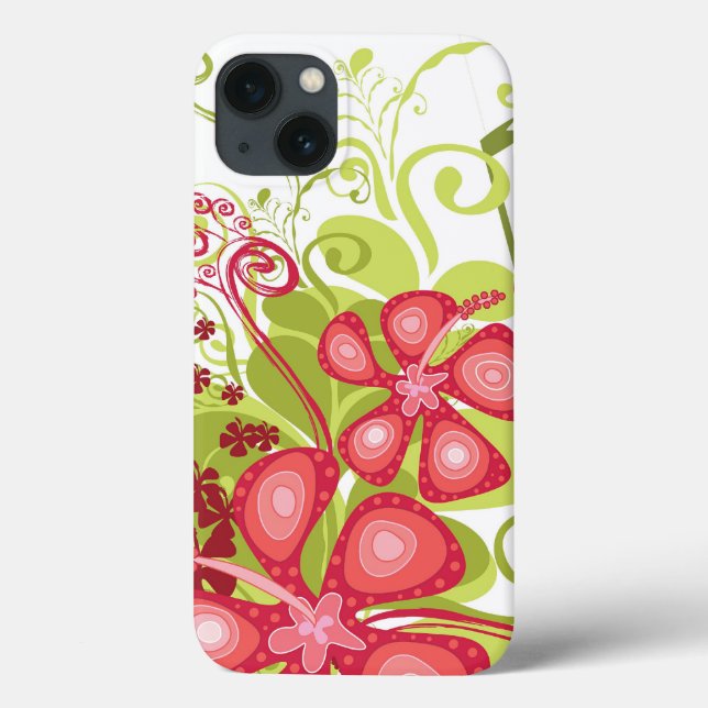 Summer Pink Tropical Hibiscus Abstract Grunge Case (Back)