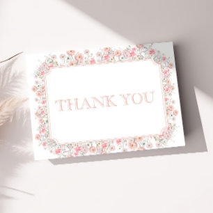 Summer Pink Wildflower Baby Shower Thank You Card