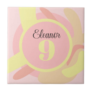 Summer Pink Yellow Cream Modern Personalised Ceramic Tile
