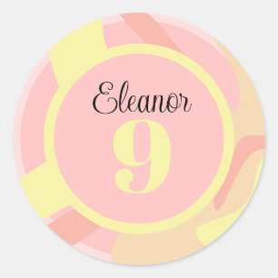 Summer Pink Yellow Cream Modern Personalised Classic Round Sticker