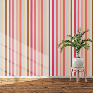 Summer Pink Yellow Stripe Wallpaper