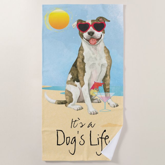Summer Pit Bull Terrier Beach Towel (Front)
