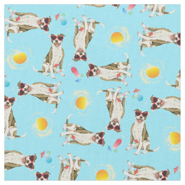 Summer Pit Bull Terrier Fabric (Close Up)