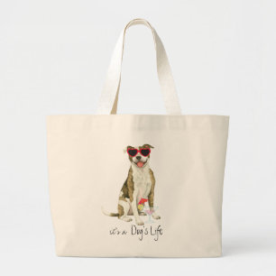 Summer Pit Bull Terrier Large Tote Bag