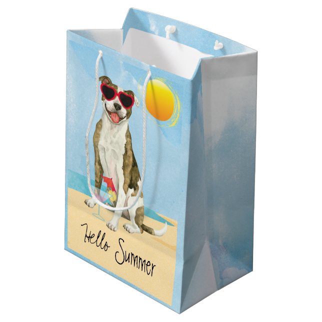 Summer Pit Bull Terrier Medium Gift Bag (Back Angled)