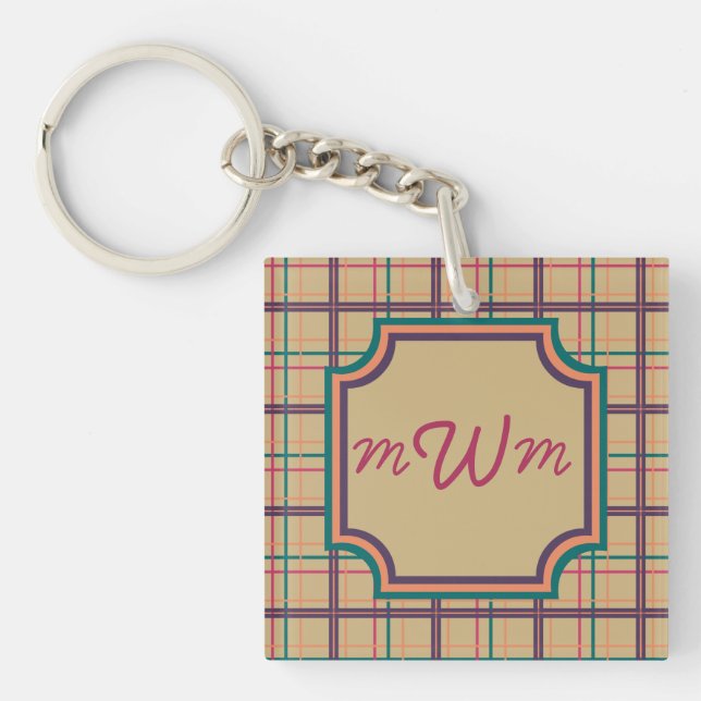 Summer Plaid Acrylic Keychain (Front)