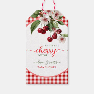 Summer plaid Cherry theme Baby shower Gift Tags
