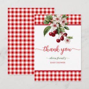 Summer plaid Cherry theme thank you Card