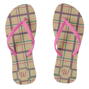 Summer Plaid Flip Flops