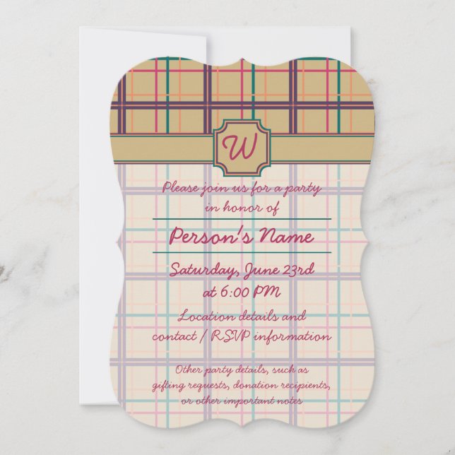 Summer Plaid Party Invitation (Front)
