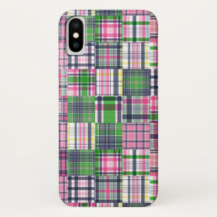 Summer Plaid Pink Madras Patchwork iPhone X Case
