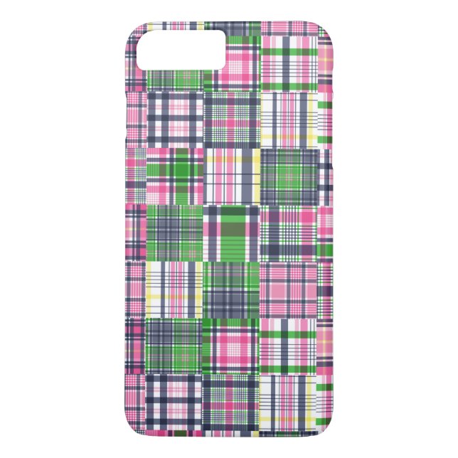 Summer Plaid Pink Madras Patchwork Case-Mate iPhone Case (Back)