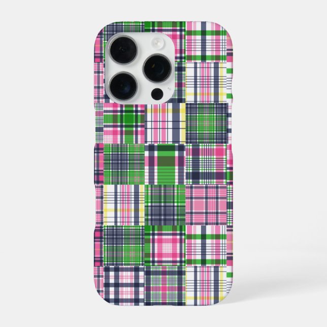 Summer Plaid Pink Madras Patchwork iPhone Case (Back)