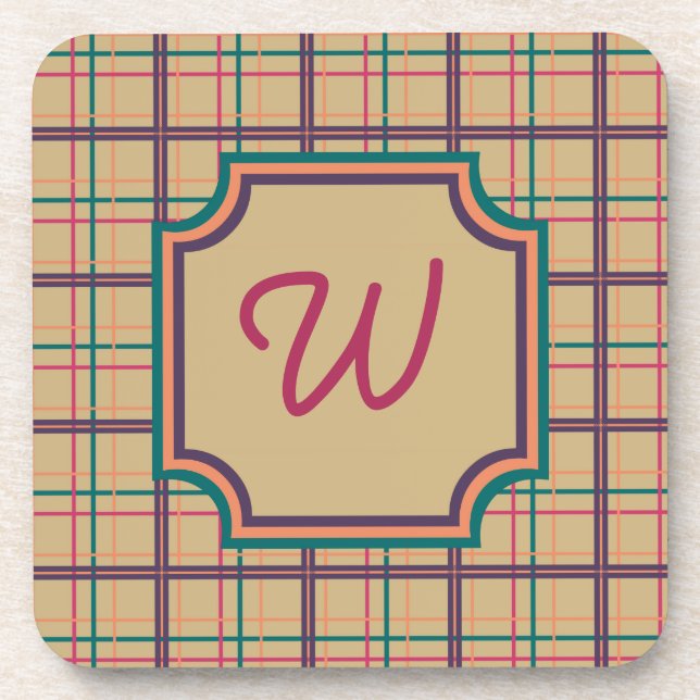 Summer Plaid Square Coaster (Front)