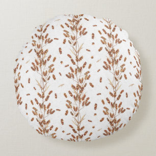 Summer plants with earthy tones round cushion
