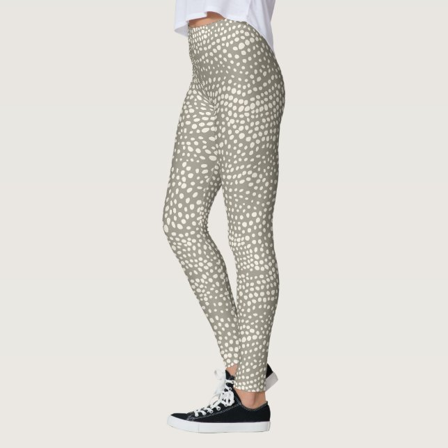 Summer Polka Dot Snow Leopard Simple Trendy Grey Leggings (Left)