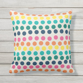 Summer Polka Dots Colourful Outdoor Pillow