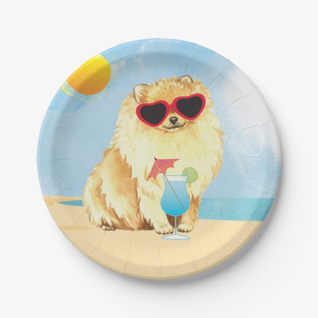 Summer Pomeranian Paper Plate (Front)