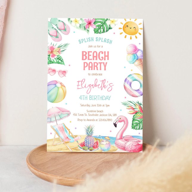 Summer Pool Beach Birthday Party Invitation (Creator Uploaded)