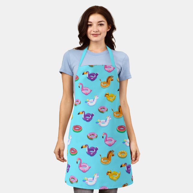 Summer Pool Float Pattern Apron (Worn)