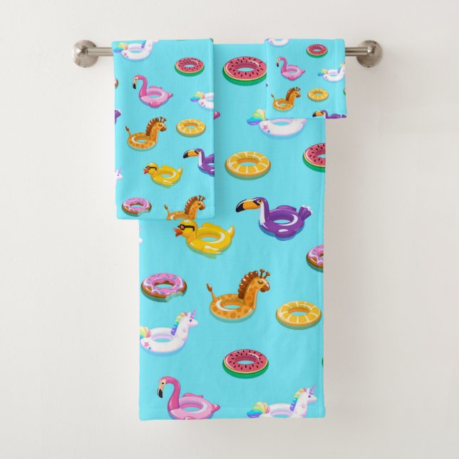 Summer Pool Float Pattern Bath Towel Set (Insitu)