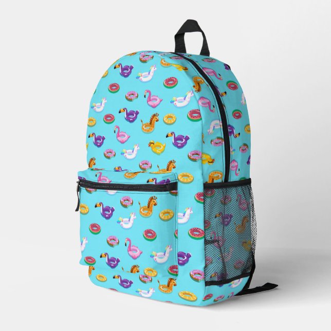 Summer Pool Float Pattern Printed Backpack (Back Corner Right)