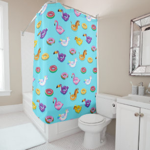 Summer Pool Float Pattern Shower Curtain