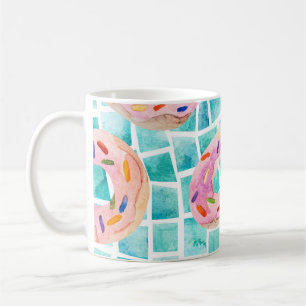 Summer Pool Floats Watercolor Mosaic Coffee Mug