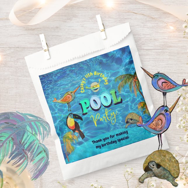 Summer Pool Fun Party Birthday Thank You  Favour Bag (Summer Pool Fun Party Birthday Thank You Favor Bag)